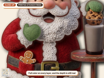 Santa Milk and Cookie Ornament sticker pack: a close-up of the stickered layers
