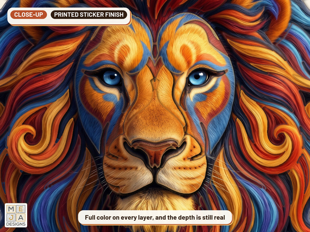 Swirl Lion Head Sign sticker pack: a close-up of the stickered layers
