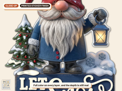 Let It Snow Gnome sticker pack: a close-up of the stickered layers