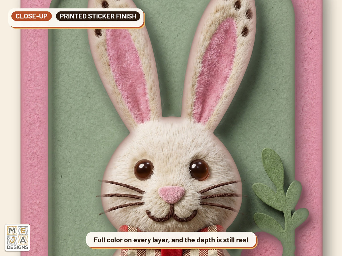 Easter Bunny Gift Tag sticker pack: a close-up of the stickered layers