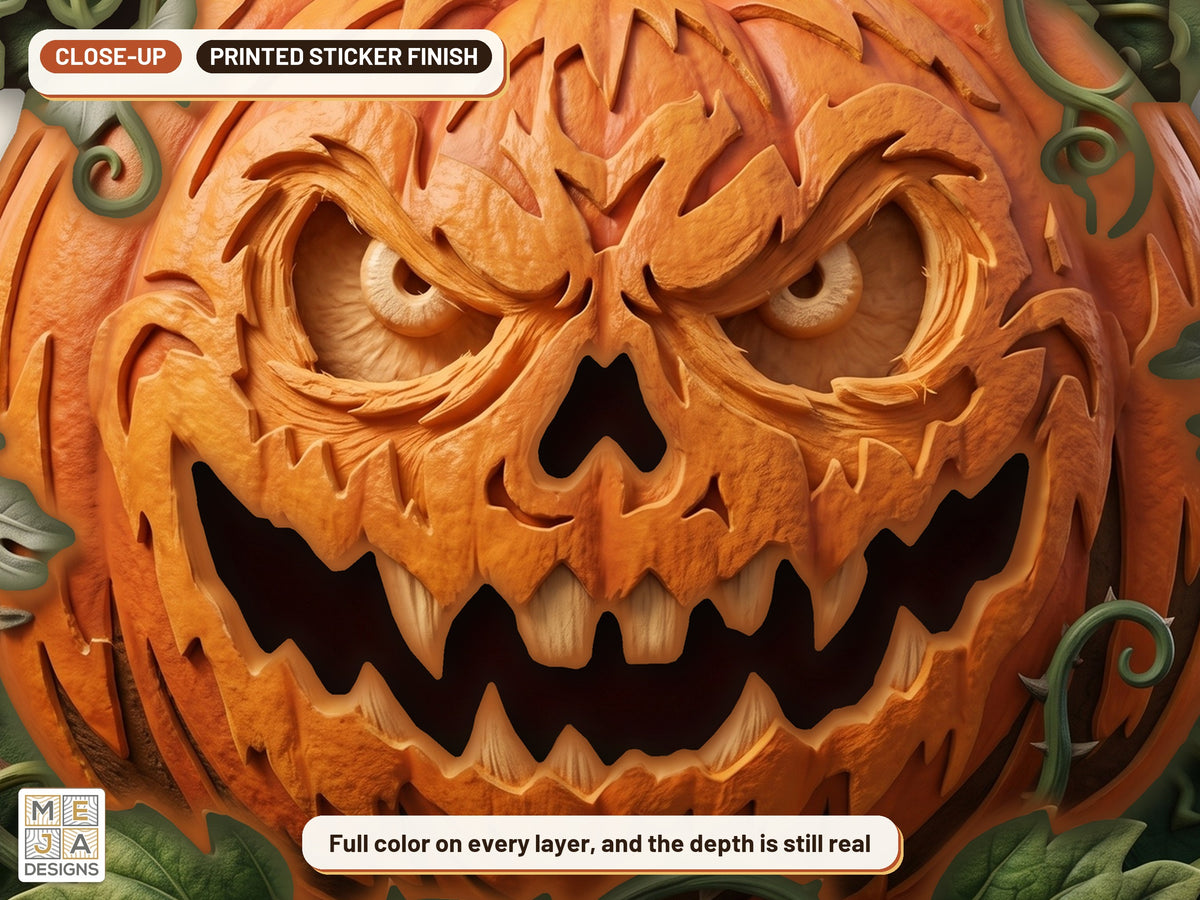 Vine Wreath Jack-O'-Lantern Magnet sticker pack: a close-up of the stickered layers