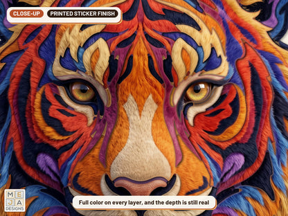 Swirl Tiger Head Sign sticker pack: a close-up of the stickered layers