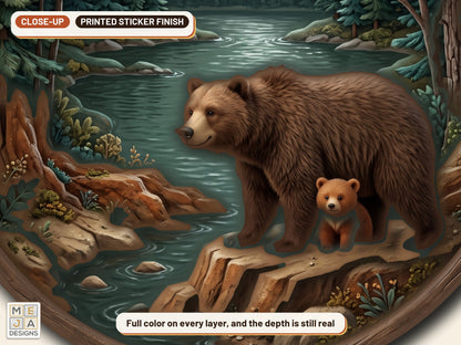 Momma Bear and Cub sticker pack: a close-up of the stickered layers