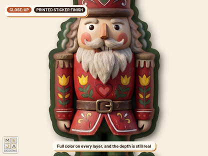 Folk Art Nutcracker Ornament sticker pack: a close-up of the stickered layers