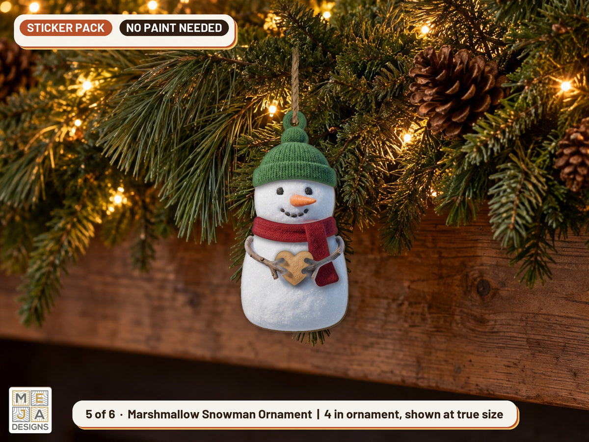 Marshmallow Snowman Ornament Set sticker pack: design 5 of the bundle