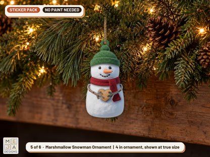 Marshmallow Snowman Ornament Set sticker pack: design 5 of the bundle