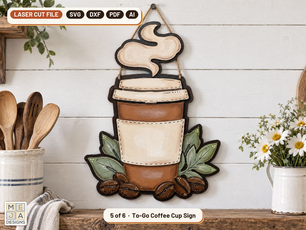 Coffee Lover's Layered Sign Set laser cut file: design 5 of the bundle