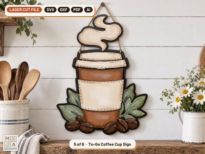 Coffee Lover's Layered Sign Set laser cut file: design 5 of the bundle