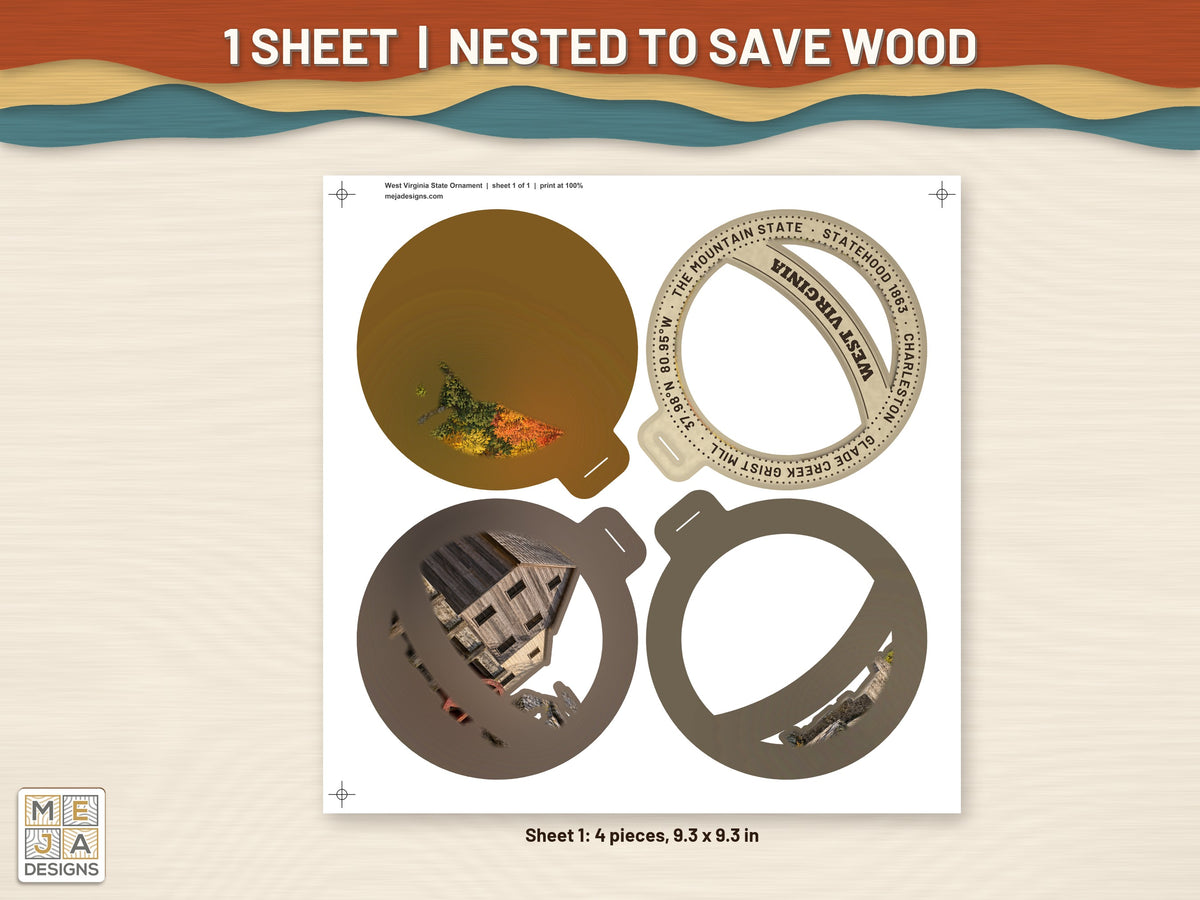 West Virginia State Ornament sticker pack: every sticker sheet in the pack