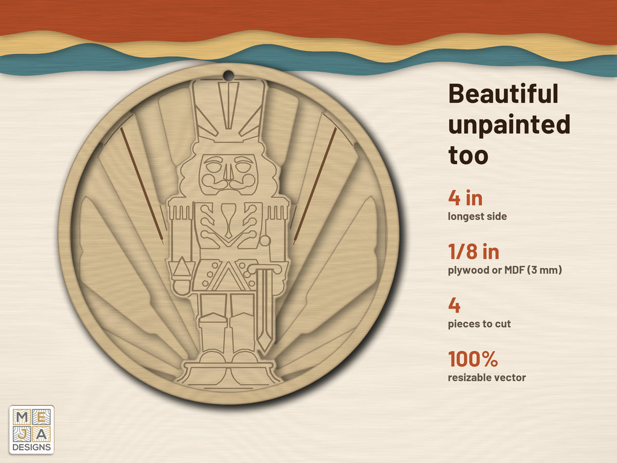 Art Deco Nutcracker Ornament laser cut file: cut in bare wood, unpainted