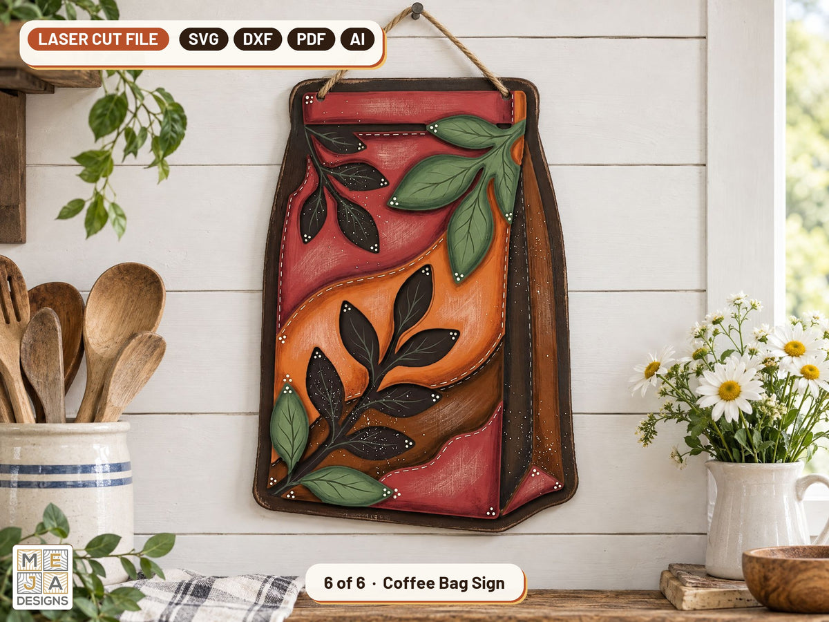Coffee Lover's Layered Sign Set laser cut file: design 6 of the bundle