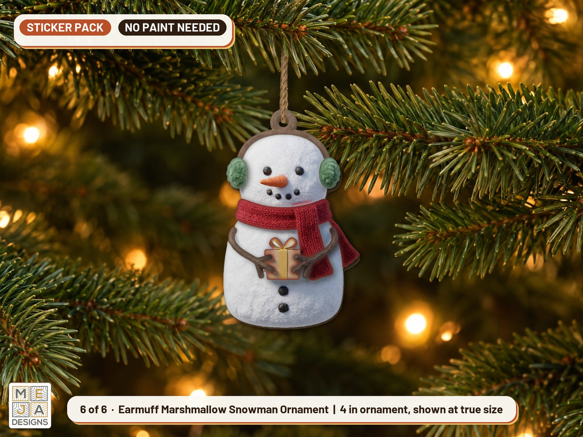 Marshmallow Snowman Ornament Set sticker pack: design 6 of the bundle