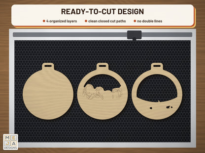 South Dakota State Ornament laser cut file: the cut file on a laser bed
