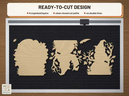 Witch Hat Owl Pumpkin laser cut file: the cut file on a laser bed