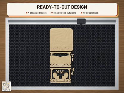 Rustic Family Porch Sign laser cut file: the cut file on a laser bed