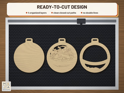 Arizona State Ornament laser cut file: the cut file on a laser bed