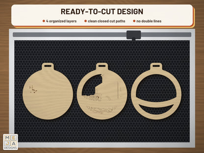 Wisconsin State Ornament laser cut file: the cut file on a laser bed