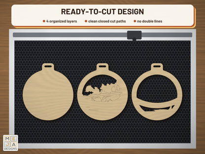 Washington State Ornament laser cut file: the cut file on a laser bed