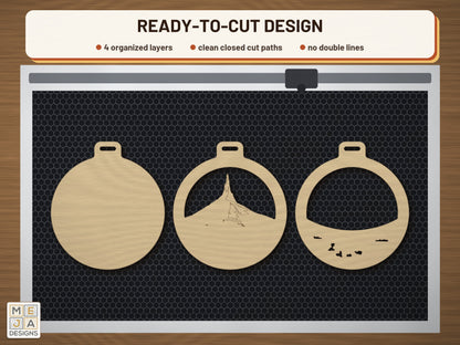 Nebraska State Ornament laser cut file: the cut file on a laser bed
