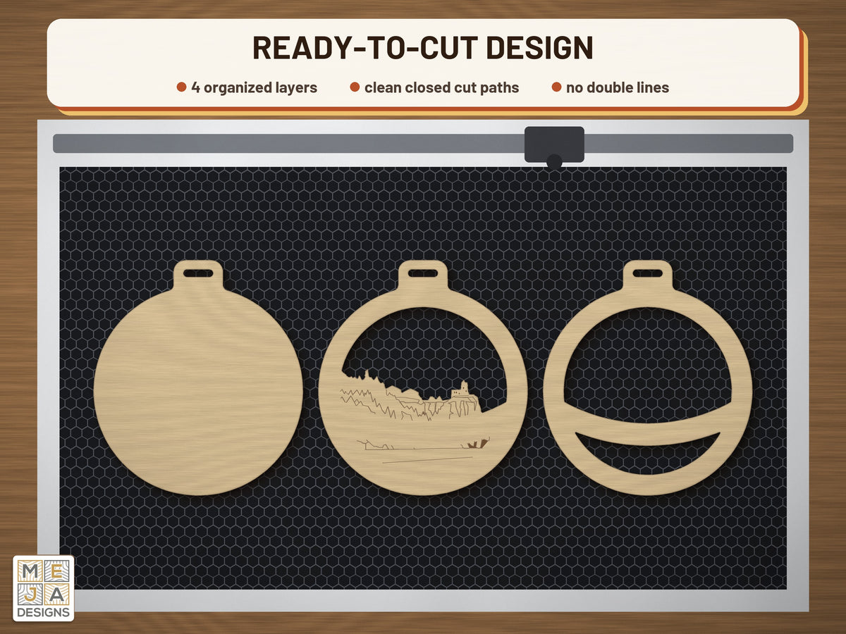 Minnesota State Ornament laser cut file: the cut file on a laser bed