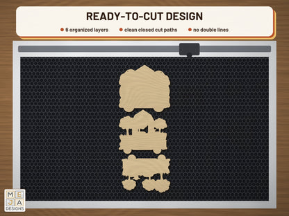 Vintage Spring Farm Truck laser cut file: the cut file on a laser bed