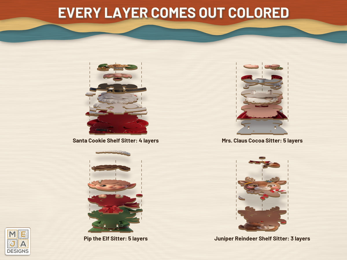 Classic Christmas Shelf Sitter Set sticker pack: its layers with the stickers on