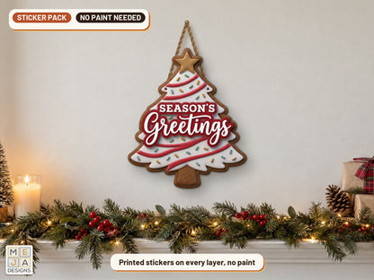Candy Stripe Tree Sign sticker pack: the piece colored with the stickers, in a room