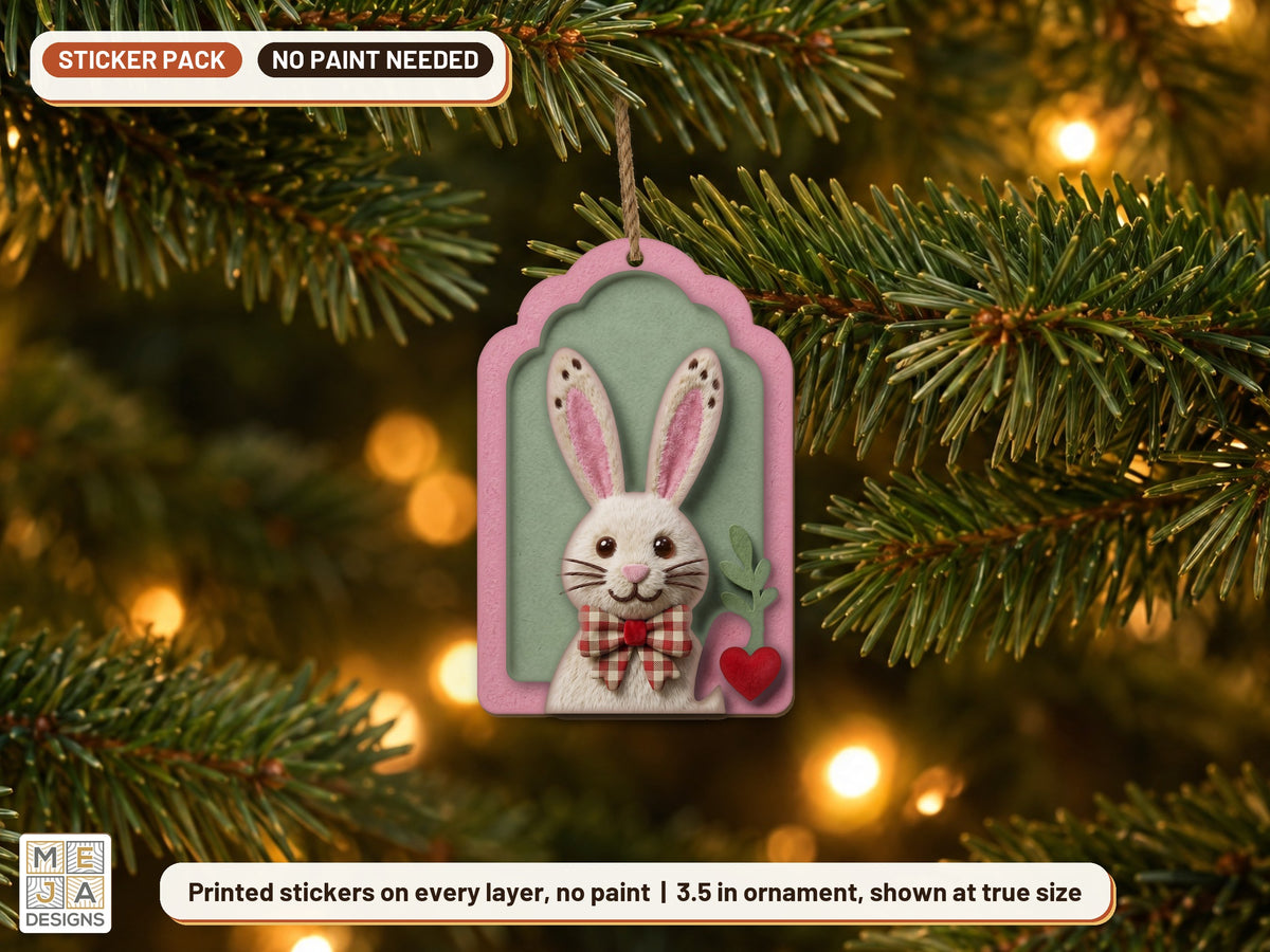 Easter Bunny Gift Tag sticker pack: the piece colored with the stickers, in a room