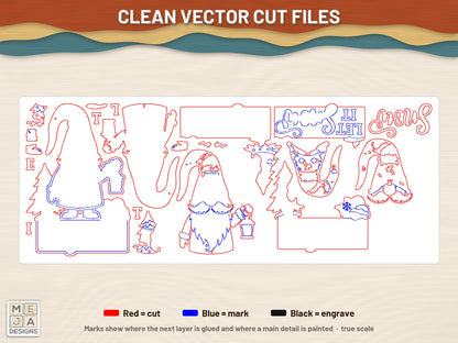 Let It Snow Gnome laser cut file: the cut file, every layer