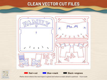 Rustic Family Porch Sign laser cut file: the cut file, every layer