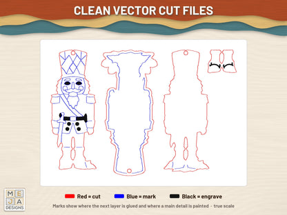 Stained Glass Nutcracker Ornament laser cut file: the cut file, every layer