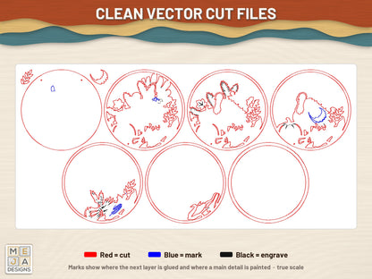 Thanksgiving Harvest Turkey laser cut file: the cut file, every layer