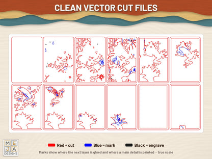 Red-Eyed Tree Frog Jungle laser cut file: the cut file, every layer