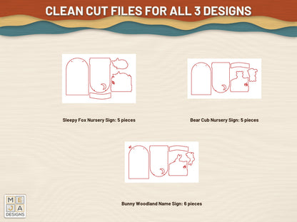 Woodland Animal Sign Set laser cut file: the cut files, every layer