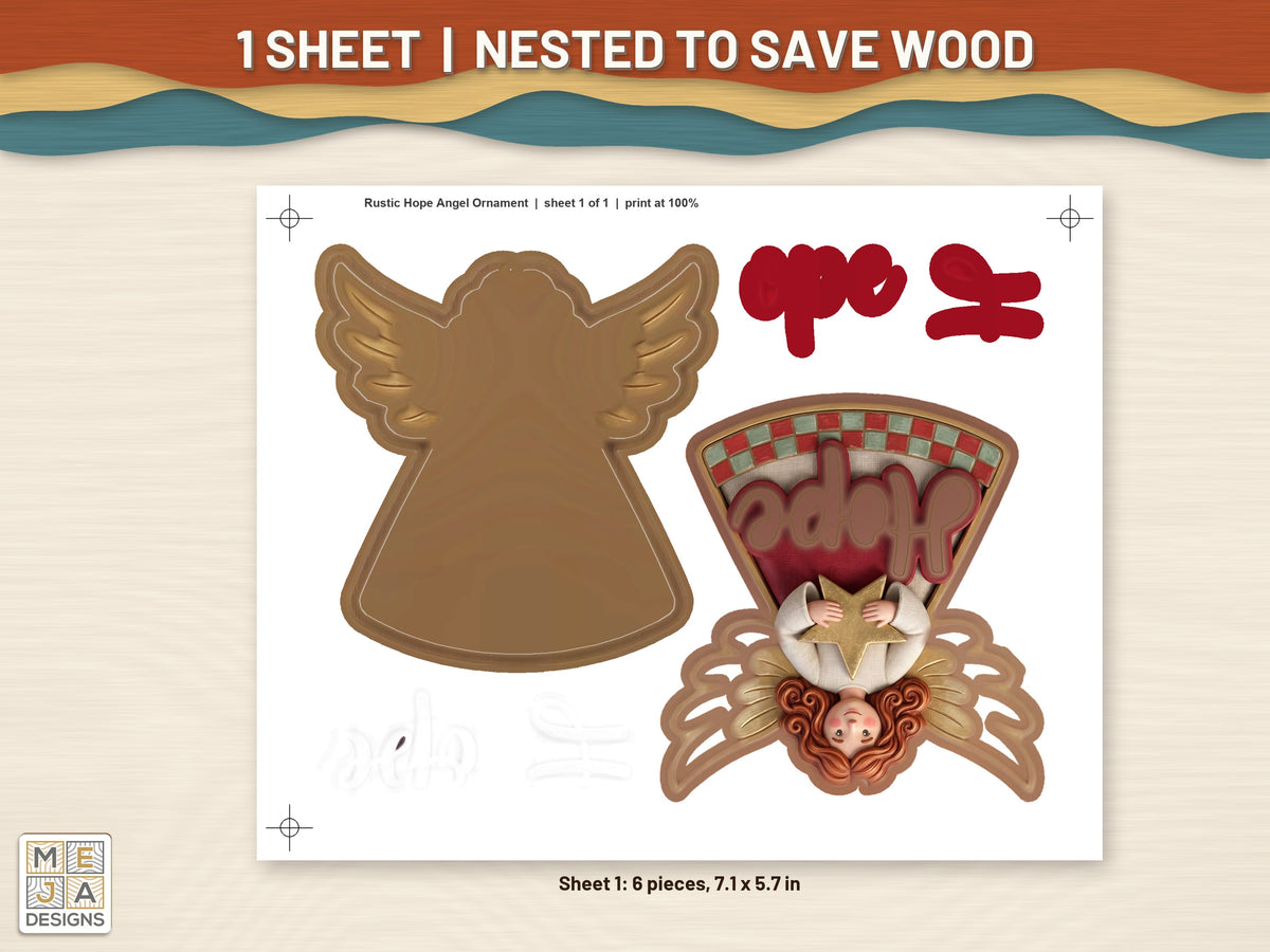 Rustic Hope Angel Ornament sticker pack: every sticker sheet in the pack
