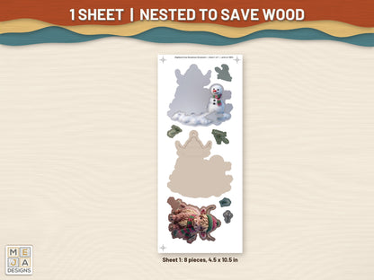 Highland Cow Snowman Ornament sticker pack: every sticker sheet in the pack