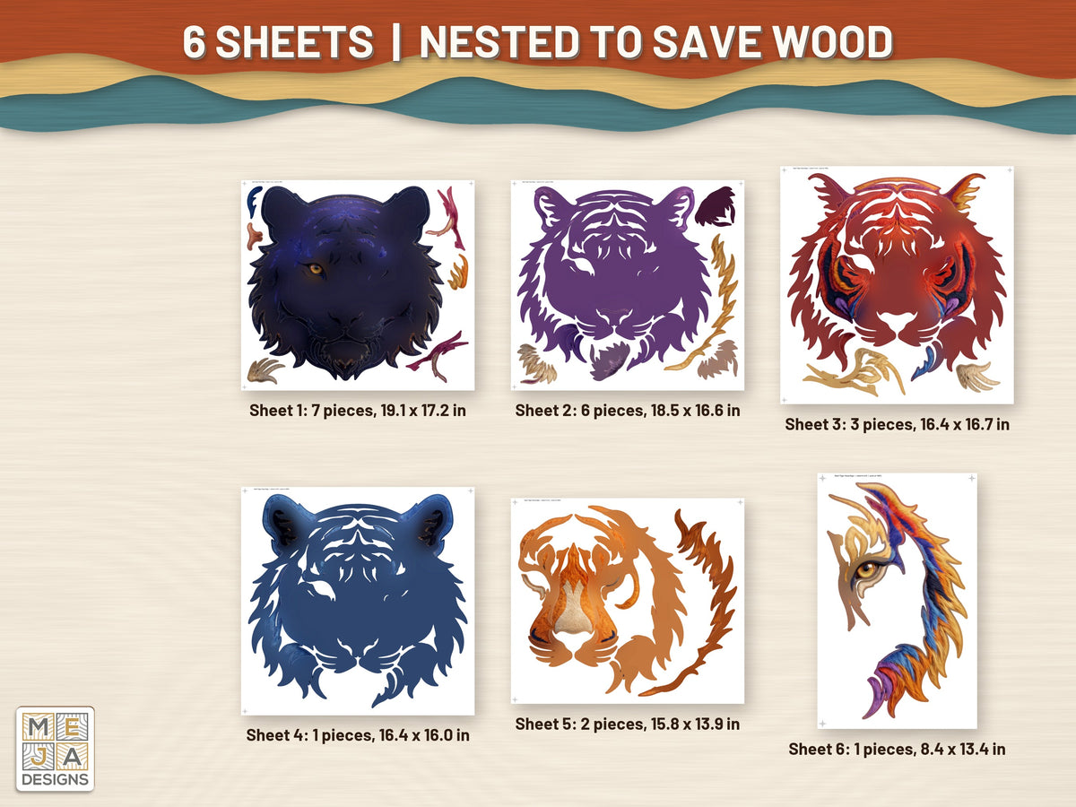 Swirl Tiger Head Sign sticker pack: every sticker sheet in the pack