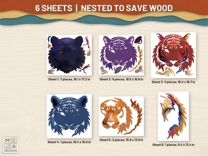 Swirl Tiger Head Sign sticker pack: every sticker sheet in the pack