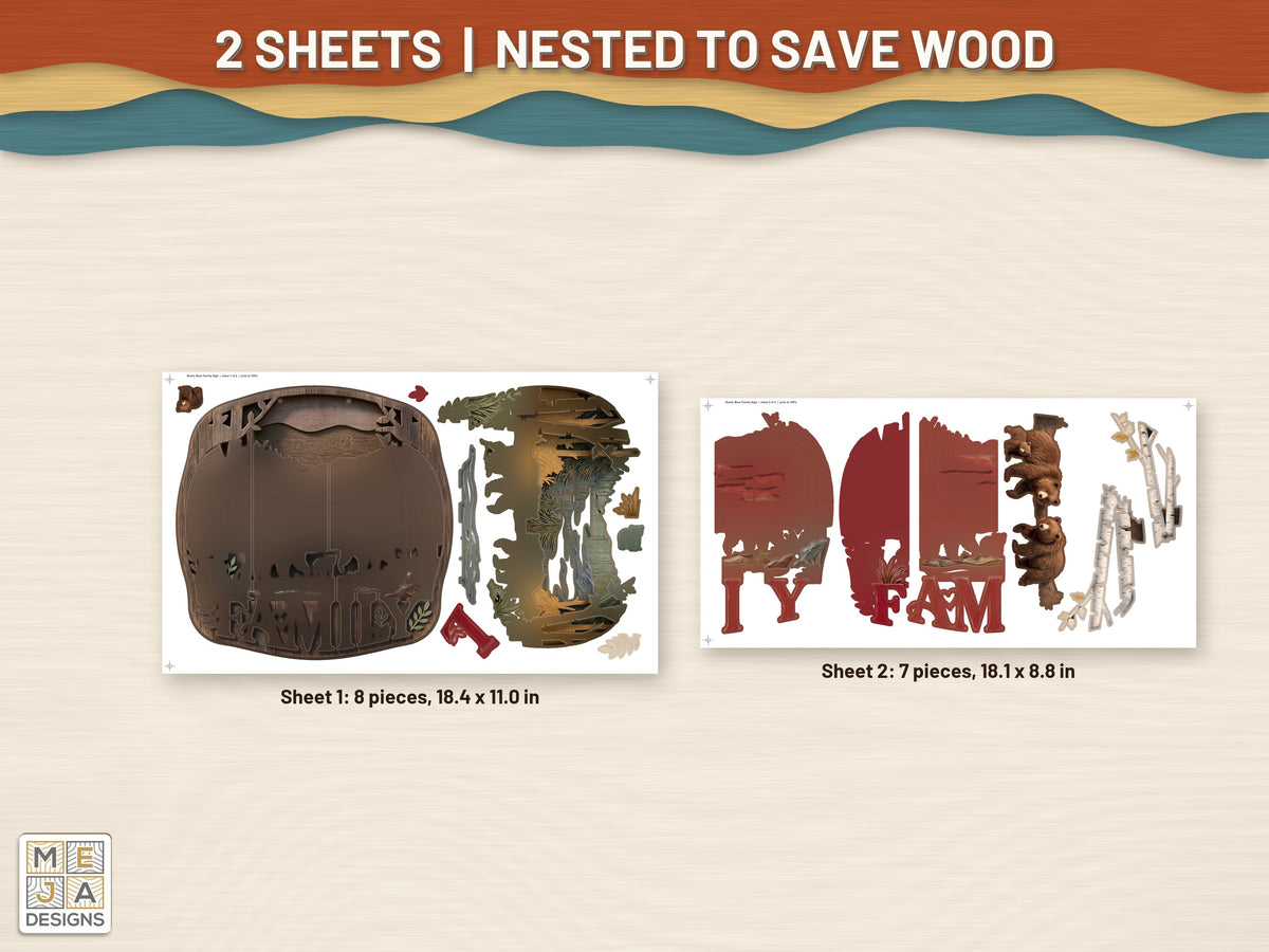 Rustic Bear Family Sign sticker pack: every sticker sheet in the pack