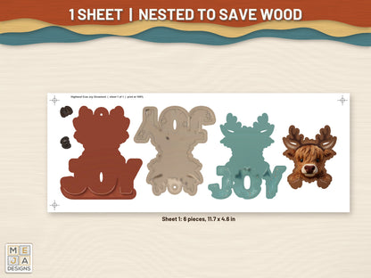 Highland Cow Joy Ornament sticker pack: every sticker sheet in the pack