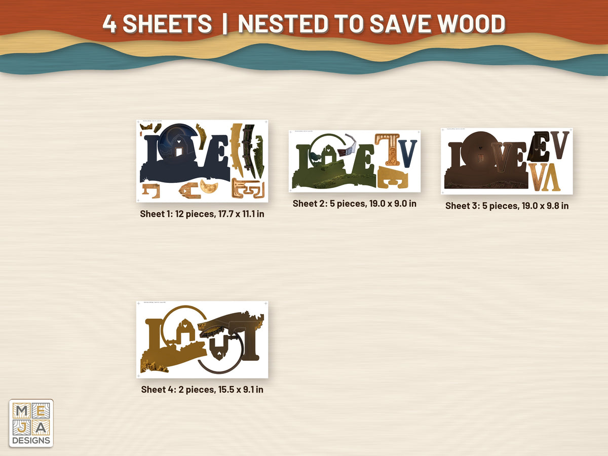 Rustic Barn LOVE Sign sticker pack: every sticker sheet in the pack