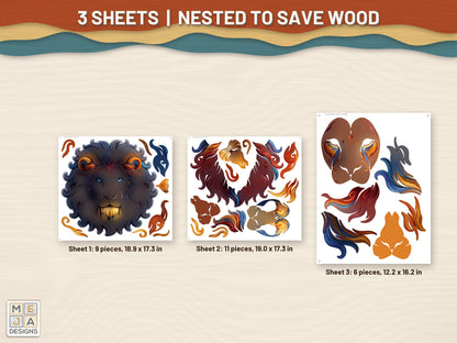 Swirl Lion Head Sign sticker pack: every sticker sheet in the pack