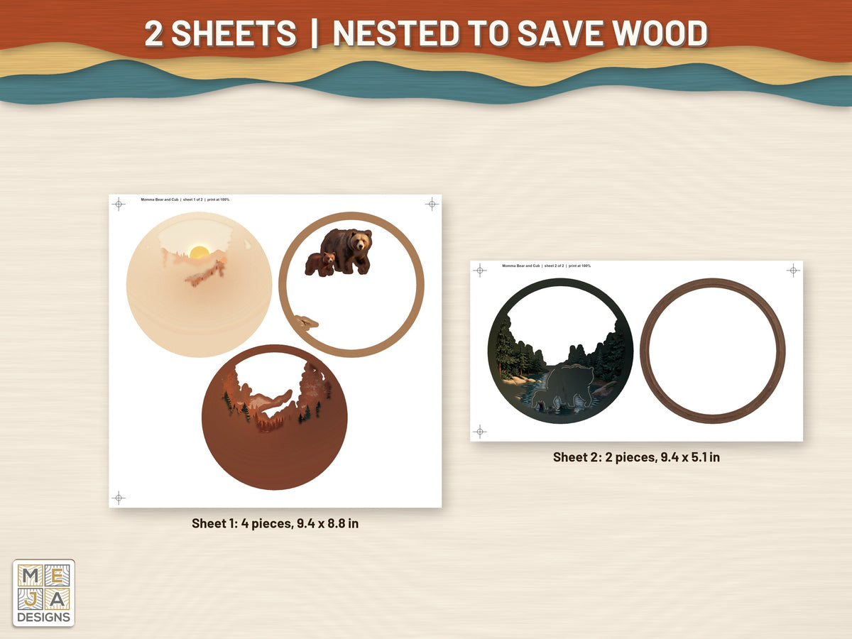 Momma Bear and Cub sticker pack: every sticker sheet in the pack