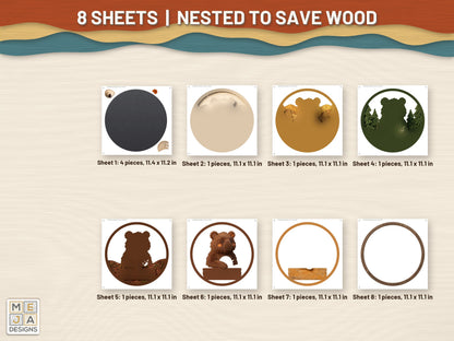 Woodland Bear Friend Hello Sign sticker pack: every sticker sheet in the pack