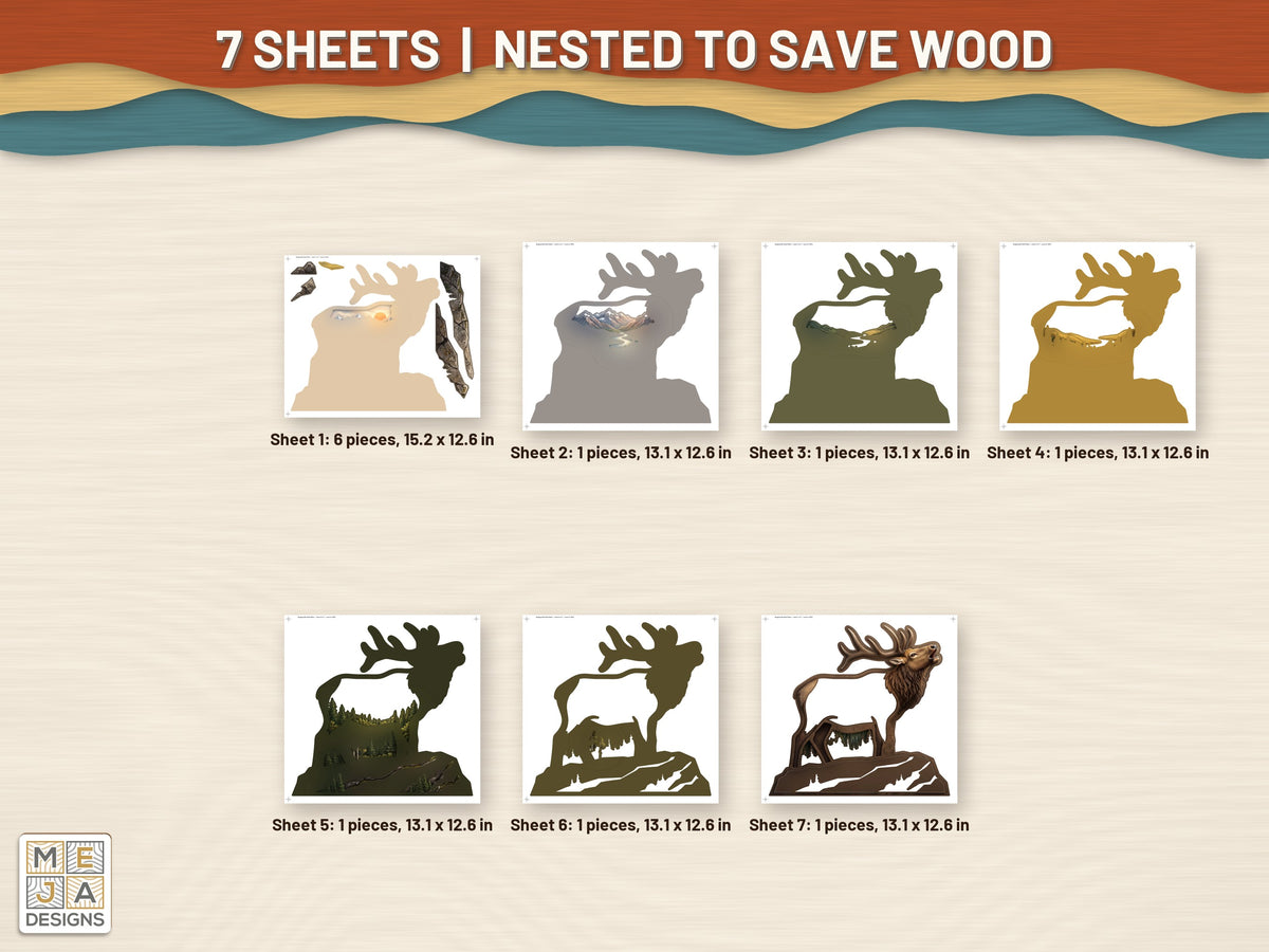 Bugling Elk Shelf Sitter sticker pack: every sticker sheet in the pack