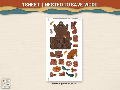 Highland Cow Let It Snow Ornament sticker pack: every sticker sheet in the pack