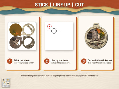 West Virginia State Ornament sticker pack: how it works, step by step