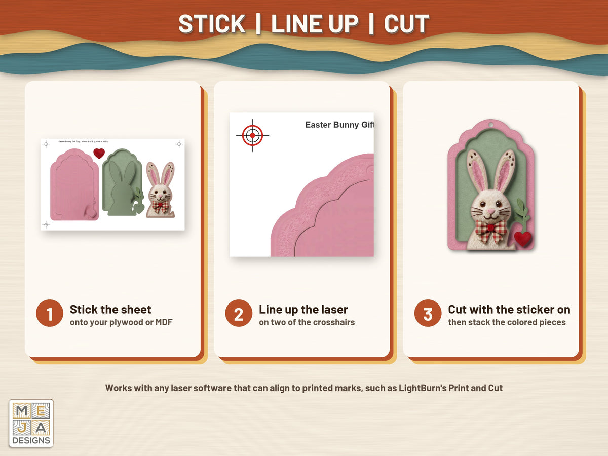 Easter Bunny Gift Tag sticker pack: how it works, step by step