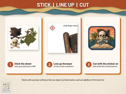 Jolly Roger Island Sign sticker pack: how it works, step by step