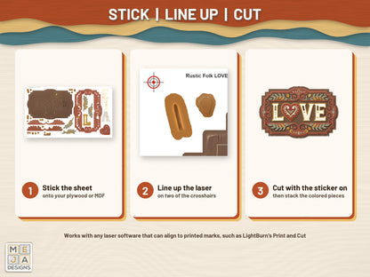 Rustic Folk LOVE Sign sticker pack: how it works, step by step